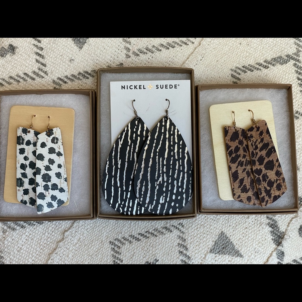 Nickel and Suede earring bundle, OS Gems and Large Teardrop